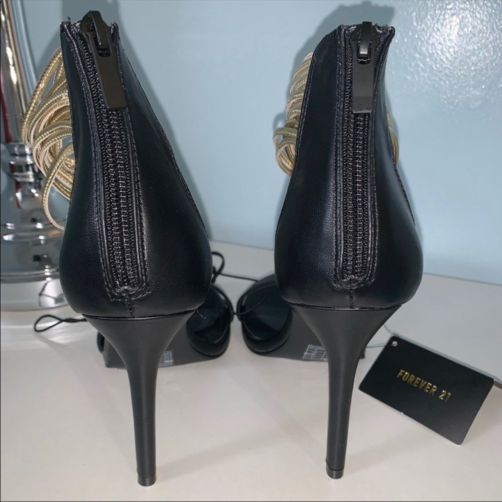 NWT Forever 21 Gold Strap Heels - Picture 7 of 8